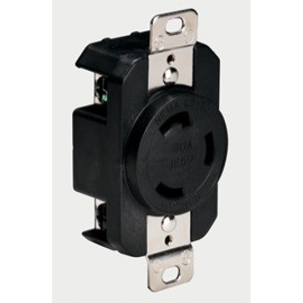 3 Wire 30A/125V Black Locking Receptacle Part # 305CRRB