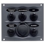 Black Waterproof Panel with 5 Switches Part # 900-5WPS
