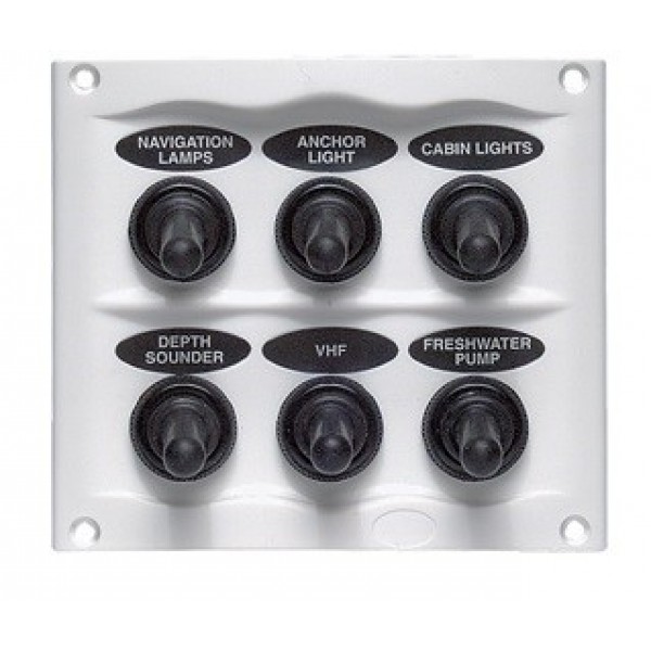 White Waterproof Panel with 6 Switches Part # 900-6WPW